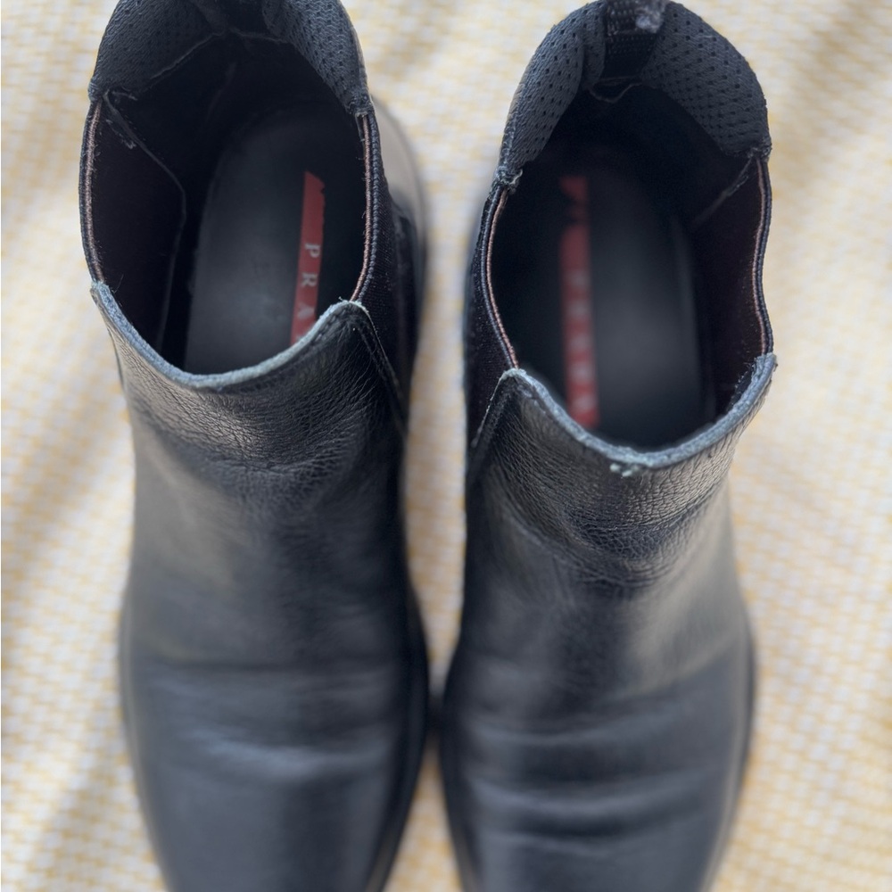 PRADA Chelsea Boots. Black Size 10 US Men. Textured Leather Made In Italy - Picture 8 of 10
